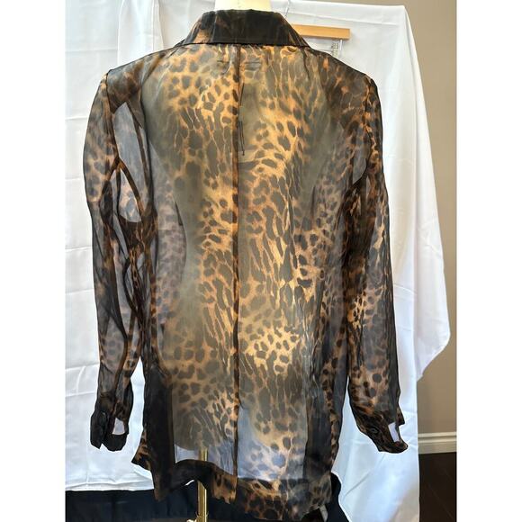 Women’s L’agence Sheer Leopard print Button Down Sz 14 - Picture 3 of 4